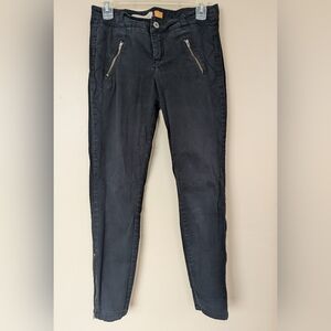 Pilcro And The Letterpress (Anthropologie) Serif Zip Moto Jeans, Black (SIZE 2)